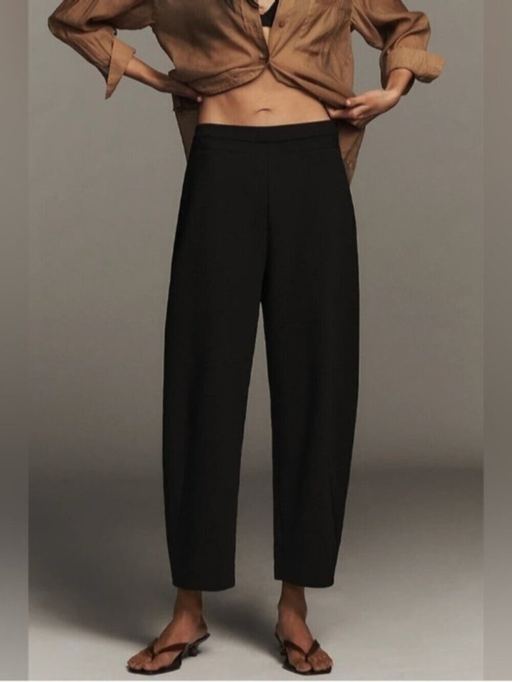 NWT Size XS - Anthropologie Maeve Crop Curved Trousers Black (NWT US$ 128)
